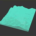 3D Landscape Model Showcasing Mountain Terrain With Green Vegetation And White Snowy Peak