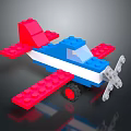 Colorful Lego Toy Airplane With Red Blue White Wings Propeller And Wheels