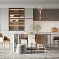 Modern dining table and chair set 3d model