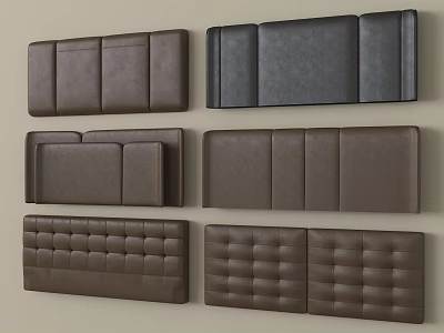 Brown And Black Leather Upholstered Bed Headboards With Tufted And Panel Designs 3d model
