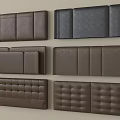 Brown And Black Leather Upholstered Bed Headboards With Tufted And Panel Designs