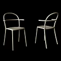 Modern White Single Chair with Curved Armrests Slender Legs and Minimalist Design