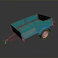 Turquoise Utility Trailer with Open Textured Bed Single Wheel and Practical Hitch for Cargo Transport