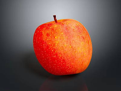 Fresh Red Apple With Yellow Specks On Dark Background Healthy Juicy Fruit 3d model