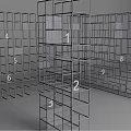 Open Modular Metal Shelving Unit with Grid Structure and Numbered Compartments 3d model