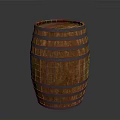 Wooden Storage Barrel With Metal Hoops As Practical Household Item For Daily Use