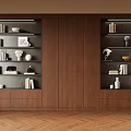 Middle Style Bookcase Books Open Bookshelf Ornaments 3d model