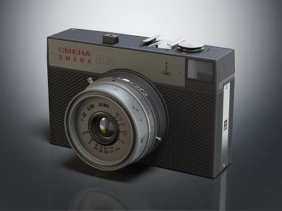 Vintage Digital Camera With Detailed Classic Lens And Retro Textured Body Design 3d model