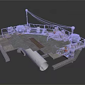 Industrial Platform Structure With Metal Deck Large Pipe Railing And Mechanical Equipment