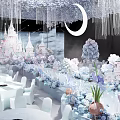 Luxury Banquet Hall Decor With Crystal Chandeliers And Floral Arrangements