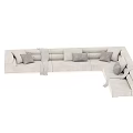 Cozy Gray Sectional Sofa With Plush Pillows And Soft Throw Blanket 3d model