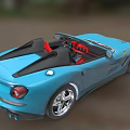 Blue Convertible Sports Car With Red Interior Sleek Design And Alloy Wheels