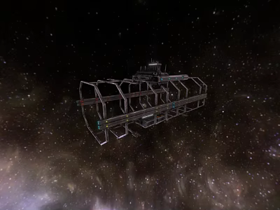 Space Station Frame Structure Floating In Starry Outer Space Background 3d model