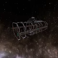 Space Station Frame Structure Floating In Starry Outer Space Background 3d model