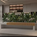 Modern Restaurant Interior Design With Green Plants Wooden Bench And Open Layout