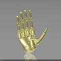 Precision Gold Robotic Hand With Articulated Joints And Shiny Metallic Finish On Dark Background