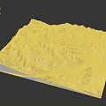Silver 3D Terrain Model with Mountain Topography Detailed Surface Texture and Path Lines 3d model