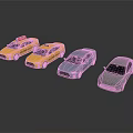 Collection of Model Cars Including Yellow Taxis and Gray Silver Sedans