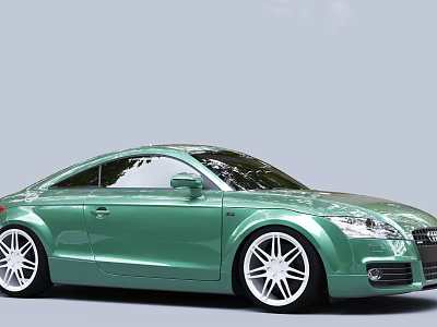 Sleek Green Audi Two Door Coupe With Modern Design And White Wheels 3d model