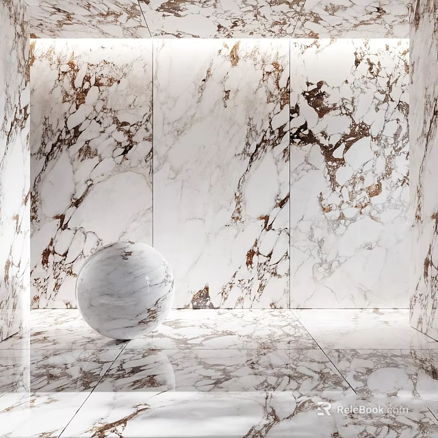 Elegant Marble Architectural Components With Spherical Sculpture Walls And Floor 3d model 