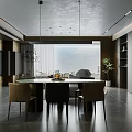 Modern Luxury Living Dining Room Interior With Green Plants Marble Coffee Table And Decor