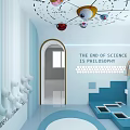 Modern Tech Inspired Interior With Robot Circular Lights And Philosophy Science Quote 3d model