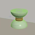 Minimalist White Marble Stool With Brass Ring Accent And Modern Design