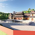 Chinese temple temple architecture 3d model