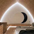 Modern Hotel Guest Room With Wooden Interior Large Windows Natural Light And Cozy Sofa