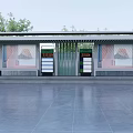 Modern Bus Stop With Glass Curtain Walls Seats And Electronic Screens