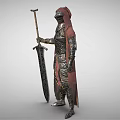 Modern game character knight 3d model