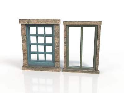 Decorative Window Models For Home Decoration With Grid And Double Panel Design 3d model