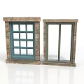 Decorative Window Models For Home Decoration With Grid And Double Panel Design 3d model