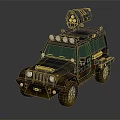 Police Utility Vehicle with Off Road Design Spotlight on Roof and Muddy Exterior