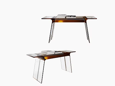 Modern Sleek Coffee Table With Transparent Glass Top And Thin Metal Legs 3d model