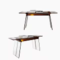 Modern Sleek Coffee Table With Transparent Glass Top And Thin Metal Legs