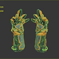 Orange And Blue Mechanical Design Sport Gloves With Unique Pattern And Comfortable Fit