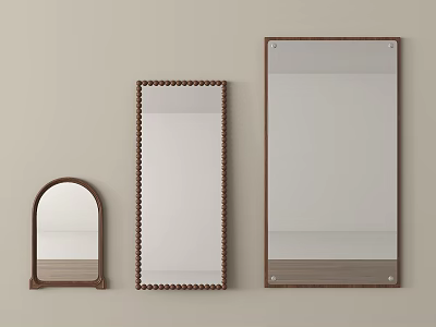Three Different Wall Mounted Mirrors With Decorative Frames And Various Shapes 3d model