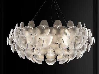 Modern Artistic White Chandelier With Petal Shaped Transparent Elements And Decorative Design 3d model