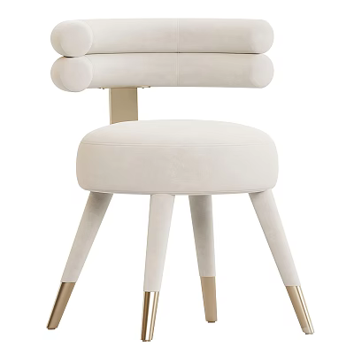 Beige Velvet Upholstered Accent Chair With Round Backrest Padded Seat And Gold Metal Legs 3d model