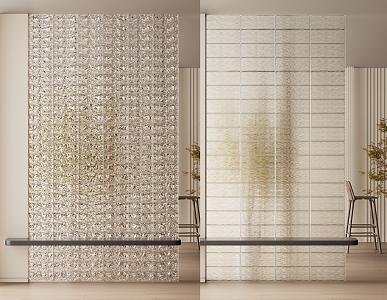 Modern glass brick partition 3d model