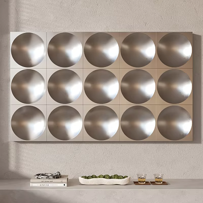 Metallic Circular Wall Decor With Grid Arrangement For Interior 3d model Metallic Circular Wall Decor With Grid Arrangement For Interior 3d model