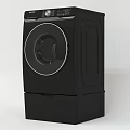 Two Black Front Loading Washing Machines Displaying Front And Back Design Structure 3d model