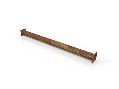 Rusty Metal Structural Bar For Industrial Equipment With Mounting Ends 3d model
