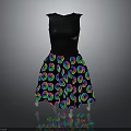 Fashionable Black Sleeveless A Line Dress Featuring Colorful Spiral Patterns Skirt Design