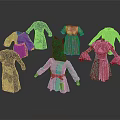 Various Colored Dresses And Tops With Different Styles Including Long Sleeves Belted And Bell Sleeves