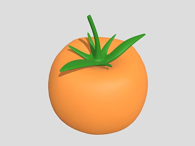Fresh Orange Round Fruit With Green Stem And Leaves On Top 3d model Fresh Orange Round Fruit With Green Stem And Leaves On Top 3d model