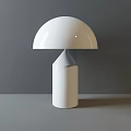 White Modern Table Lamp With Dome Shaped Shade And Cylindrical Base On Grey Background