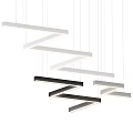 Modern Three Tier Z Shaped Black Linear Pendant Light with White Glow