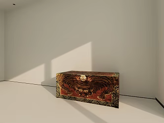 Ethnic-style wooden box wooden box 3d model